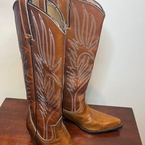 Steve Madden Lonestar Cowboy Boots, Camel/Rust Leather - Size 7.5